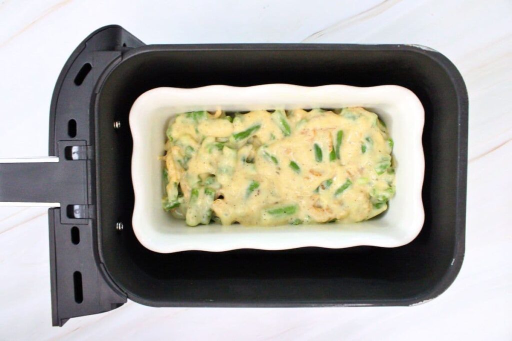transfer the green bean mixture to your casserole dish