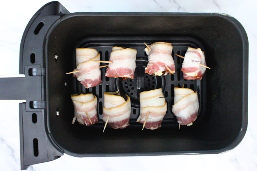 add bacon wrapped dates to air fryer basket