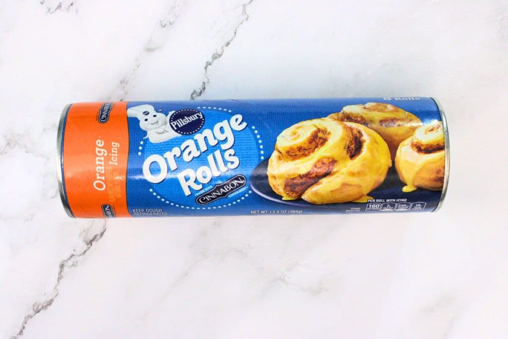 can of pillsbury orange rolls with frosting