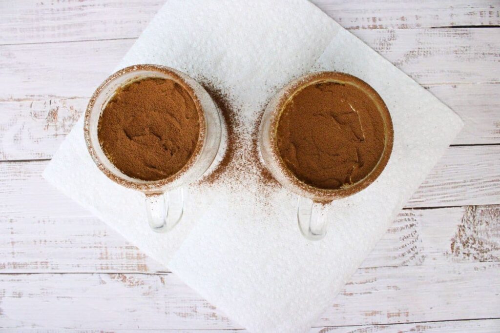 dust the tops of your mug cakes with cocoa powder
