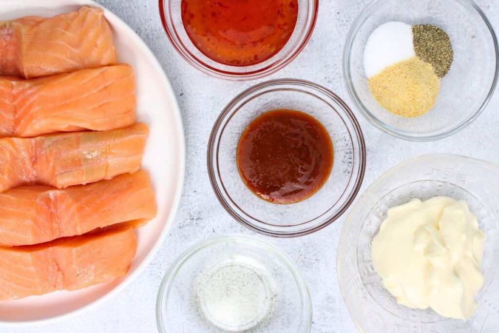 ingredients to make bang bang salmon in the air fryer