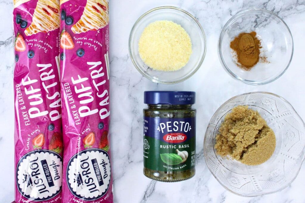 ingredients to make mini puff pastry christmas trees in the air fryer
