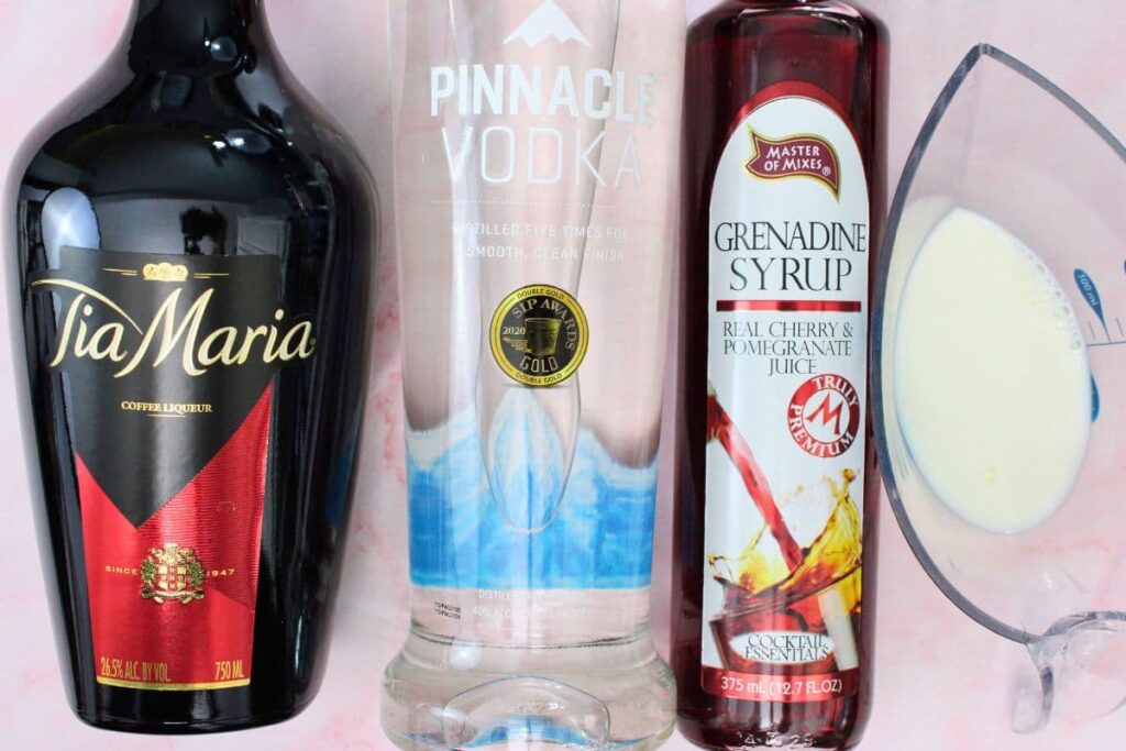 ingredients to make pink polar bear cocktail