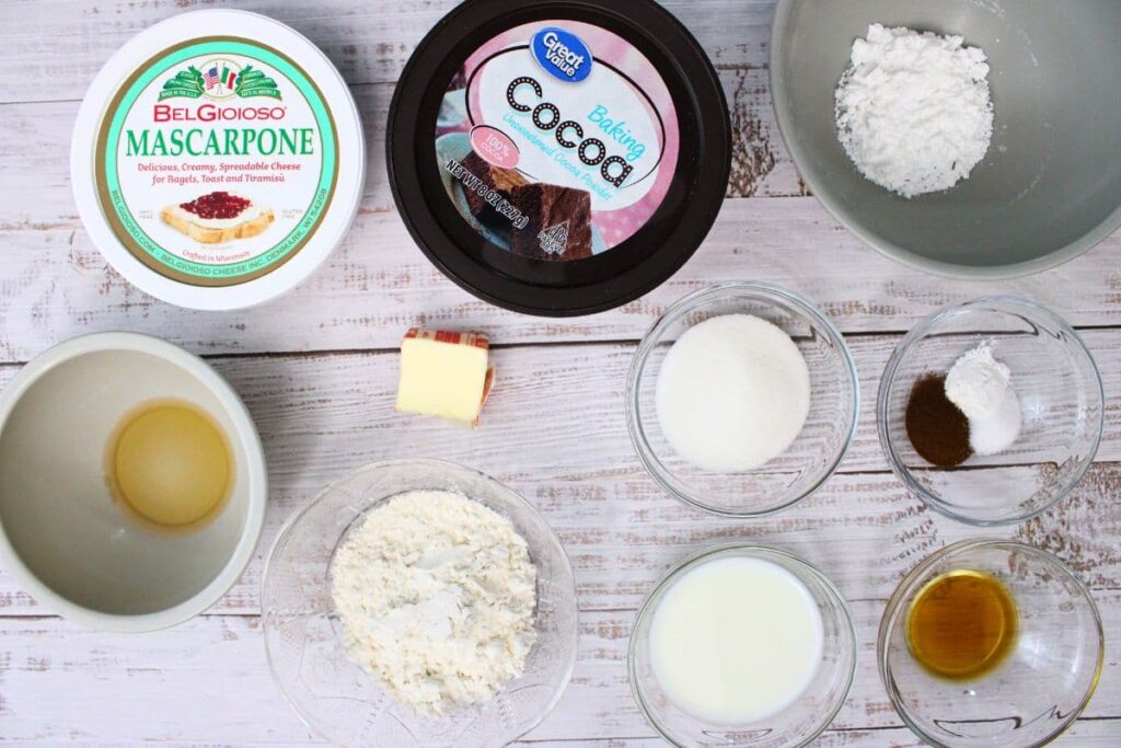 ingredients to make tiramisu mug cake