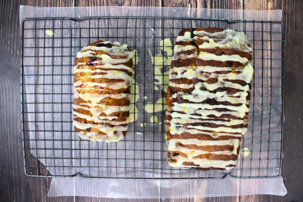 spread glaze over top the cooled cranberry orange bread