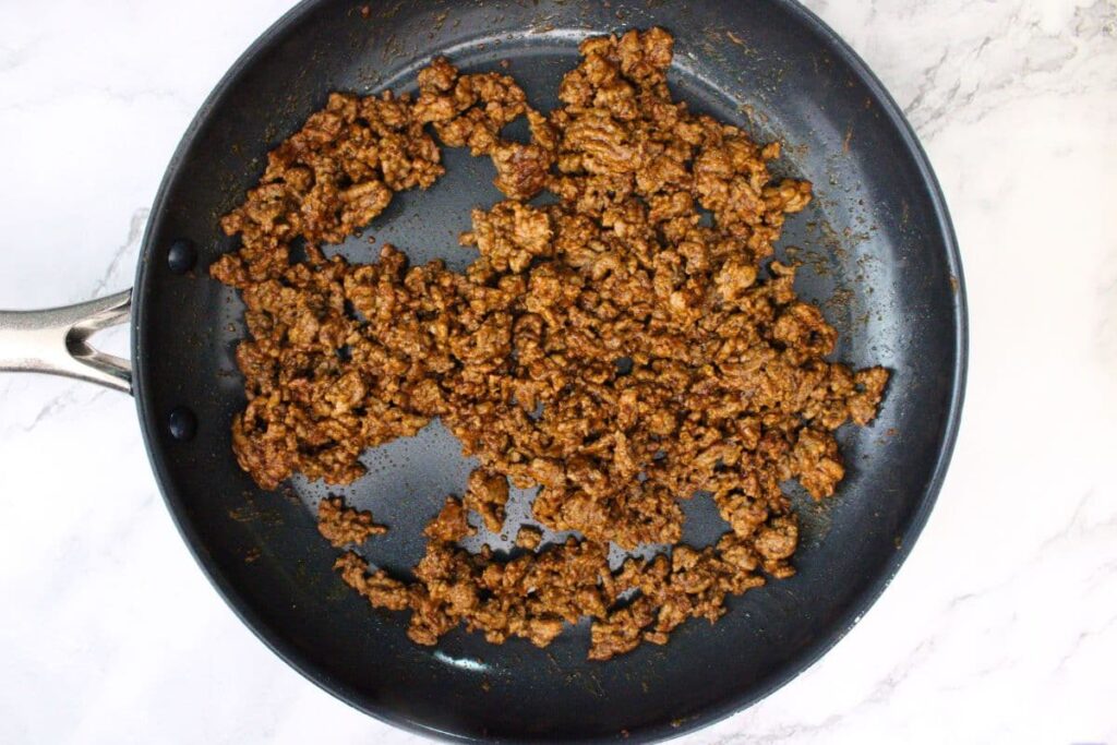 cook until you are left with seasoned ground beef