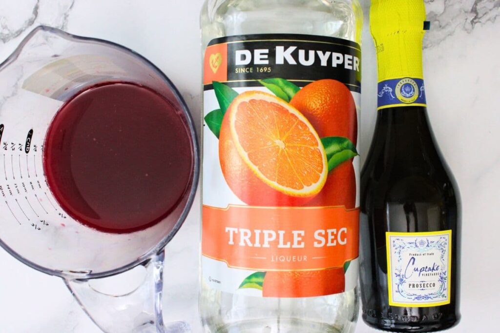ingredients to make blood orange mimosa