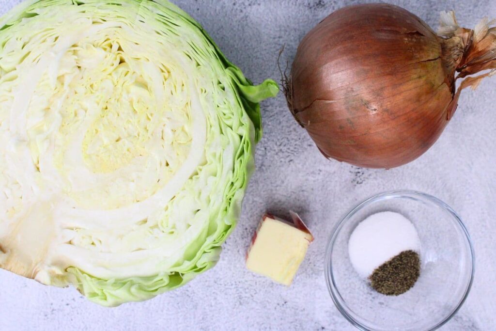 ingredients to make air fryer cabbage and onions