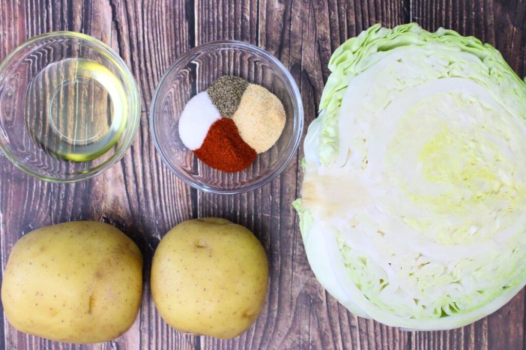 ingredients to make cabbage and potatoes in the air fryer