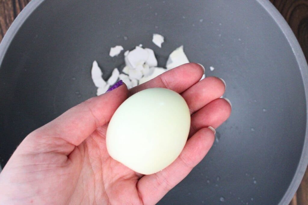 after cooled peel the hard boiled egg