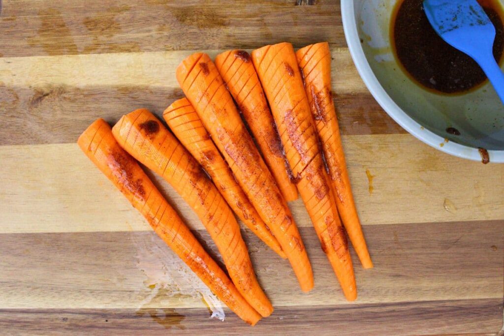 brush the honey mixture over the carrots and between the slices