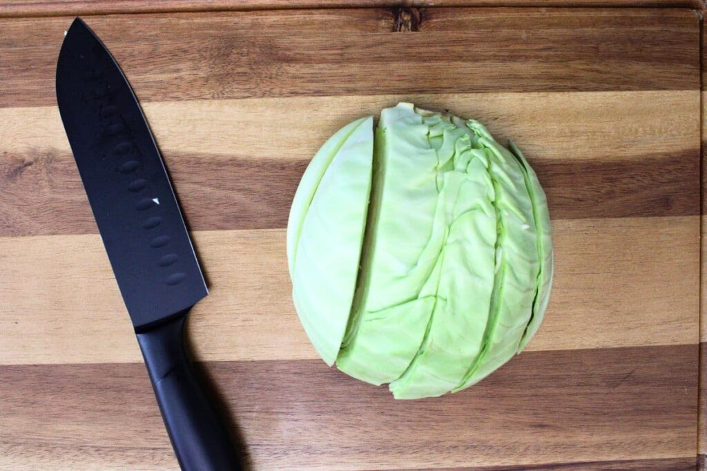 cut cabbage into 1 inch thick wedges