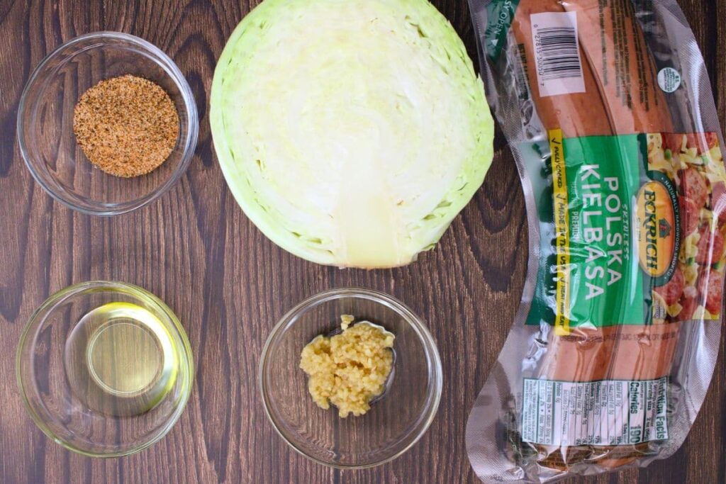 ingredients to make cabbage and sausage in the air fryer