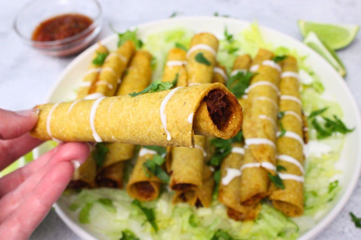 Crispy Trader Joe’s Chicken Taquitos in the Air Fryer Dinners Done Quick