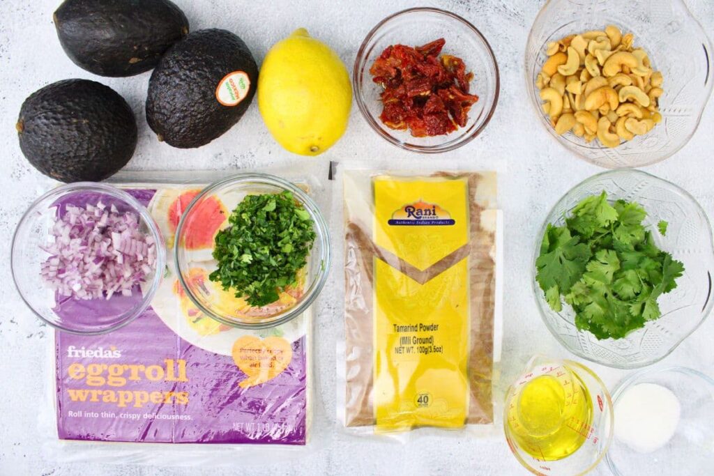 ingredients to make avocado egg rolls in the air fryer