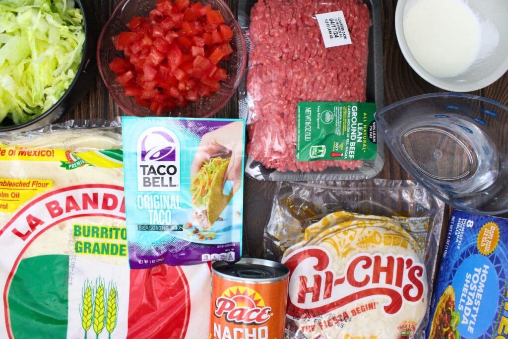 ingredients to make copycat crunchwrap supreme in the air fryer
