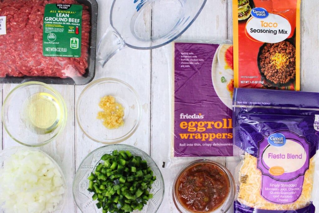 ingredients to make taco egg rolls in the air fryer