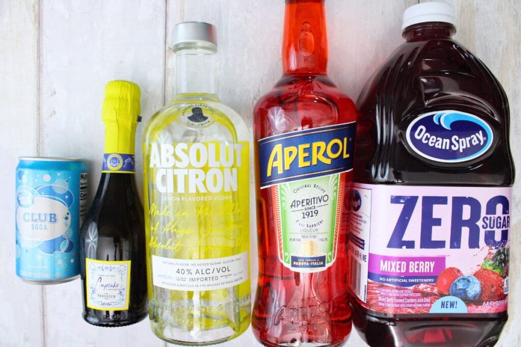 ingredients to make spring spritzer cocktail