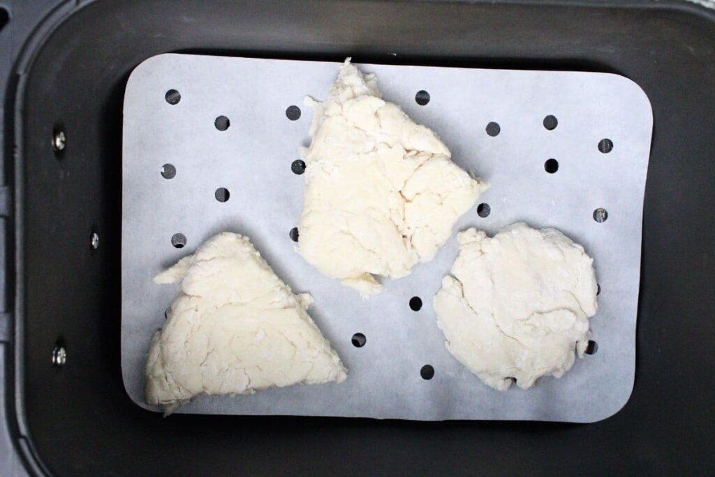 place lemonade scones dough in air fryer basket