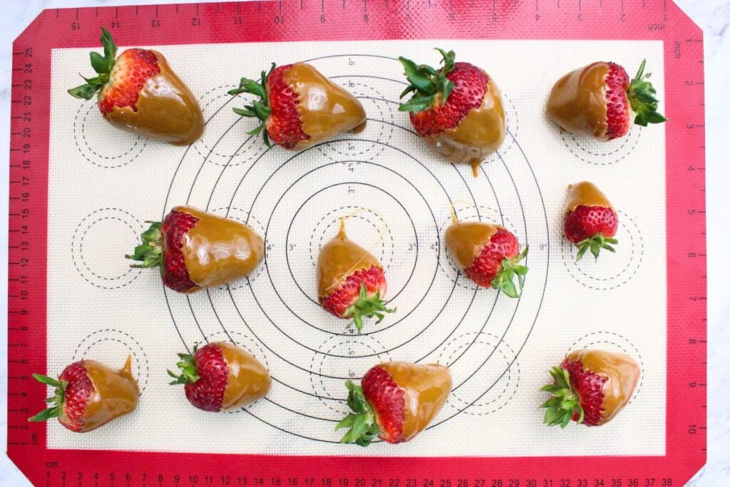 repeat until all strawberries have been dipped in the caramel