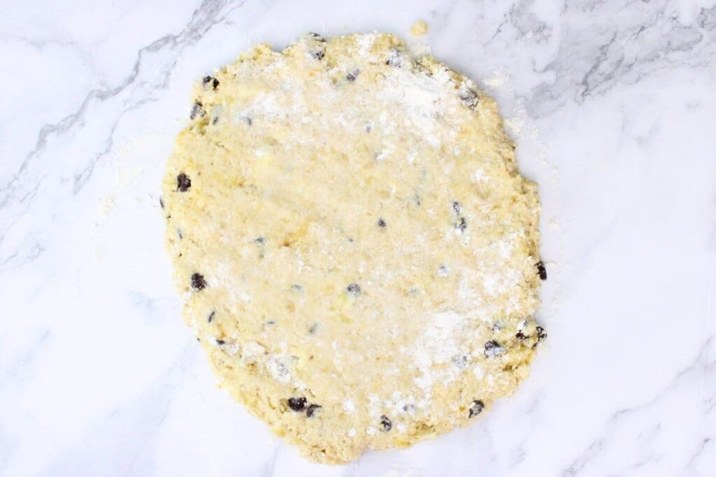 use flour and flatten out banana chocolate chip dough