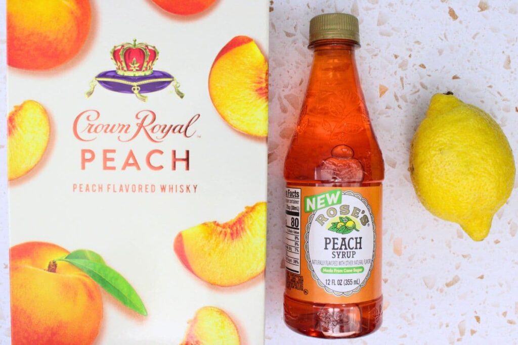 ingredients to make a crown royal peach whiskey sour