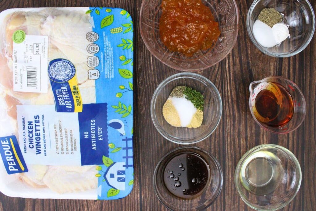 ingredients to make crown peach wings in the air fryer