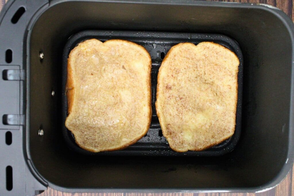 shake off excess and place soaked bread in air fryer basket