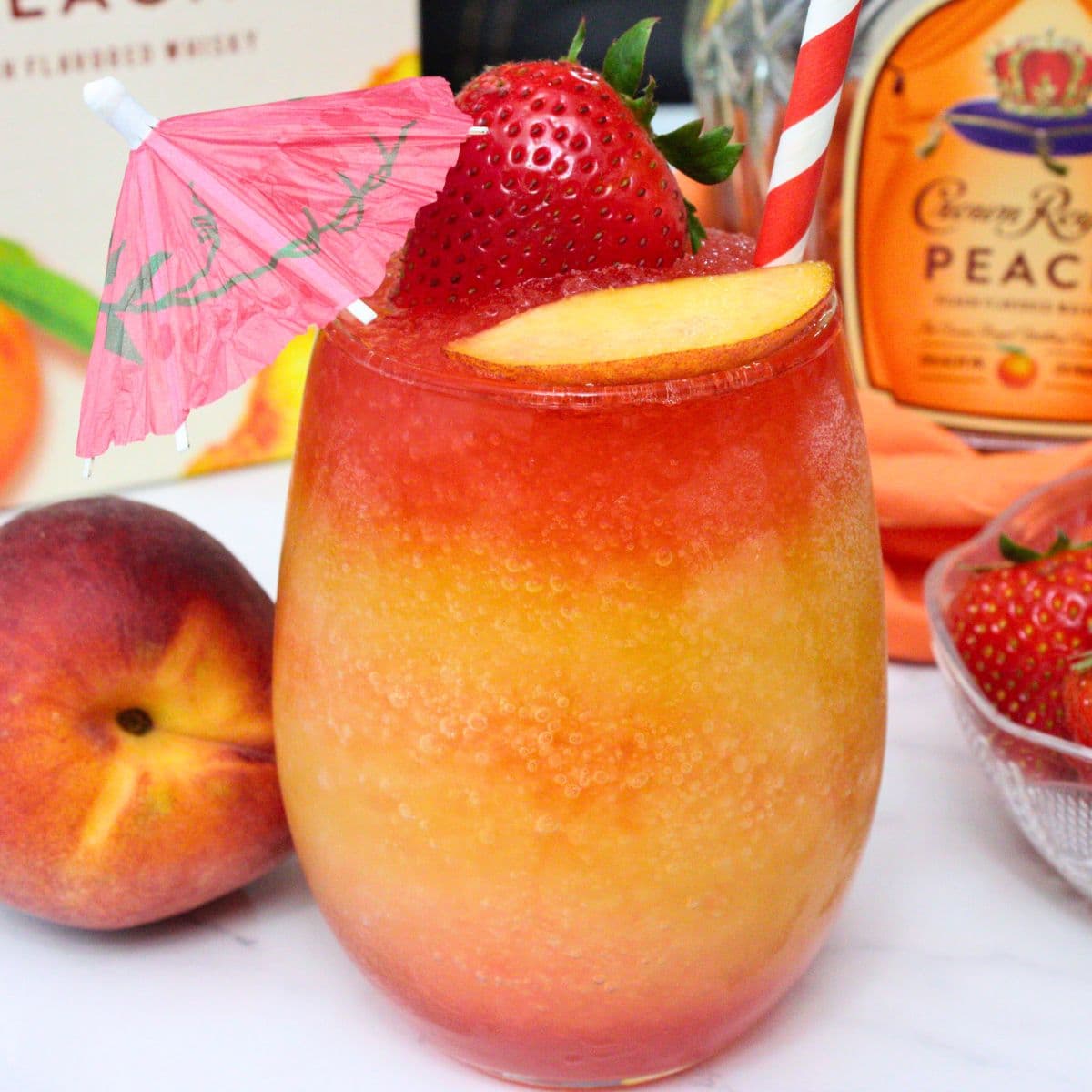 Crown Royal Peach Daiquiri: Easy Frozen Cocktail Recipe! - Dinners Done ...