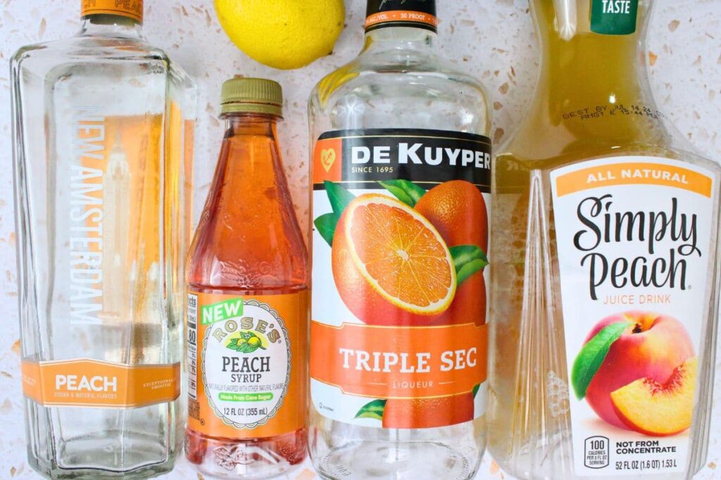ingredients to make peach lemon drop martini