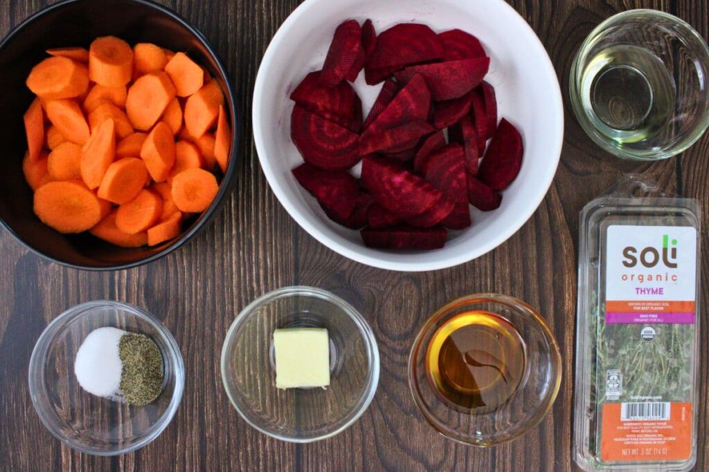 ingredients to make air fryer beets and carrots