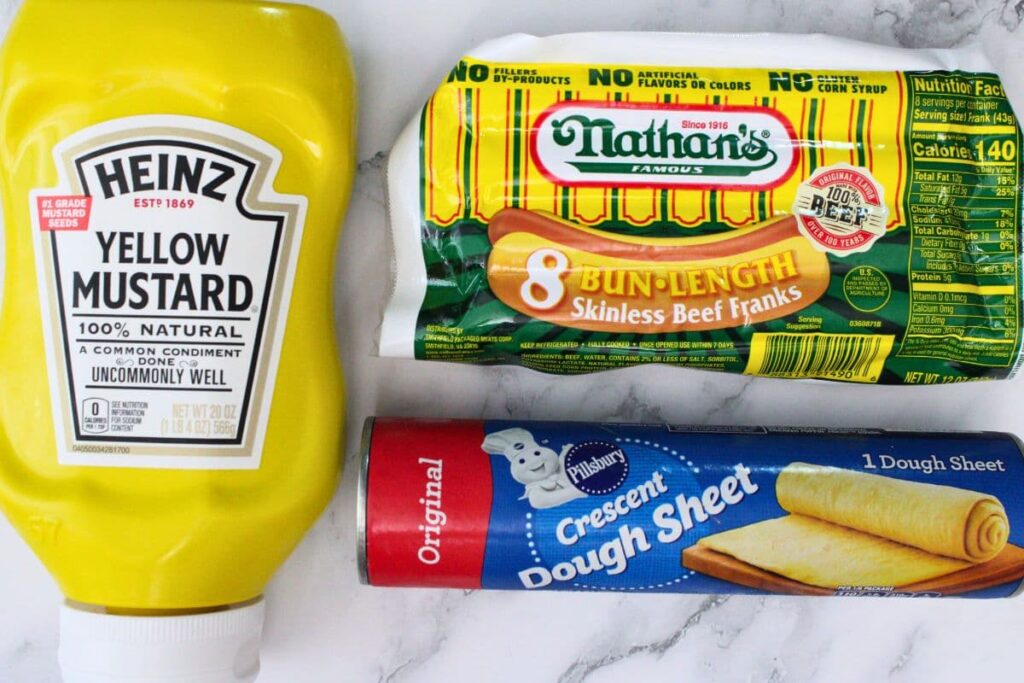 ingredients to make mummy hot dogs in the air fryer