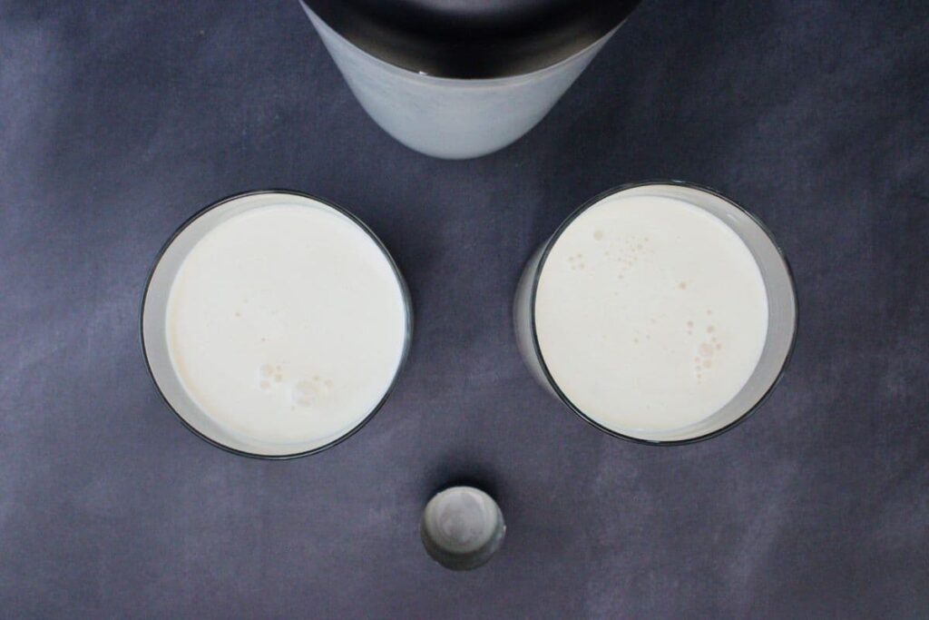 shake and strain streaming ghost drink into lowball glasses