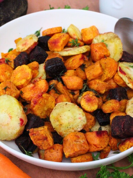 air fryer roasted root vegetables recipe dinners done quick featured image