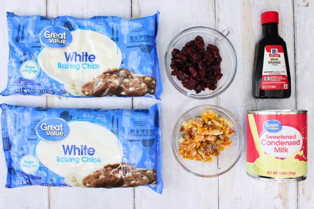 ingredients to make cranberry orange fudge