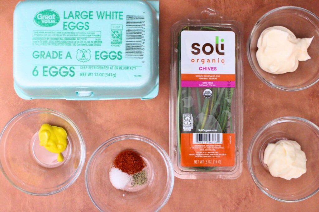 ingredients to make pumpkin deviled eggs