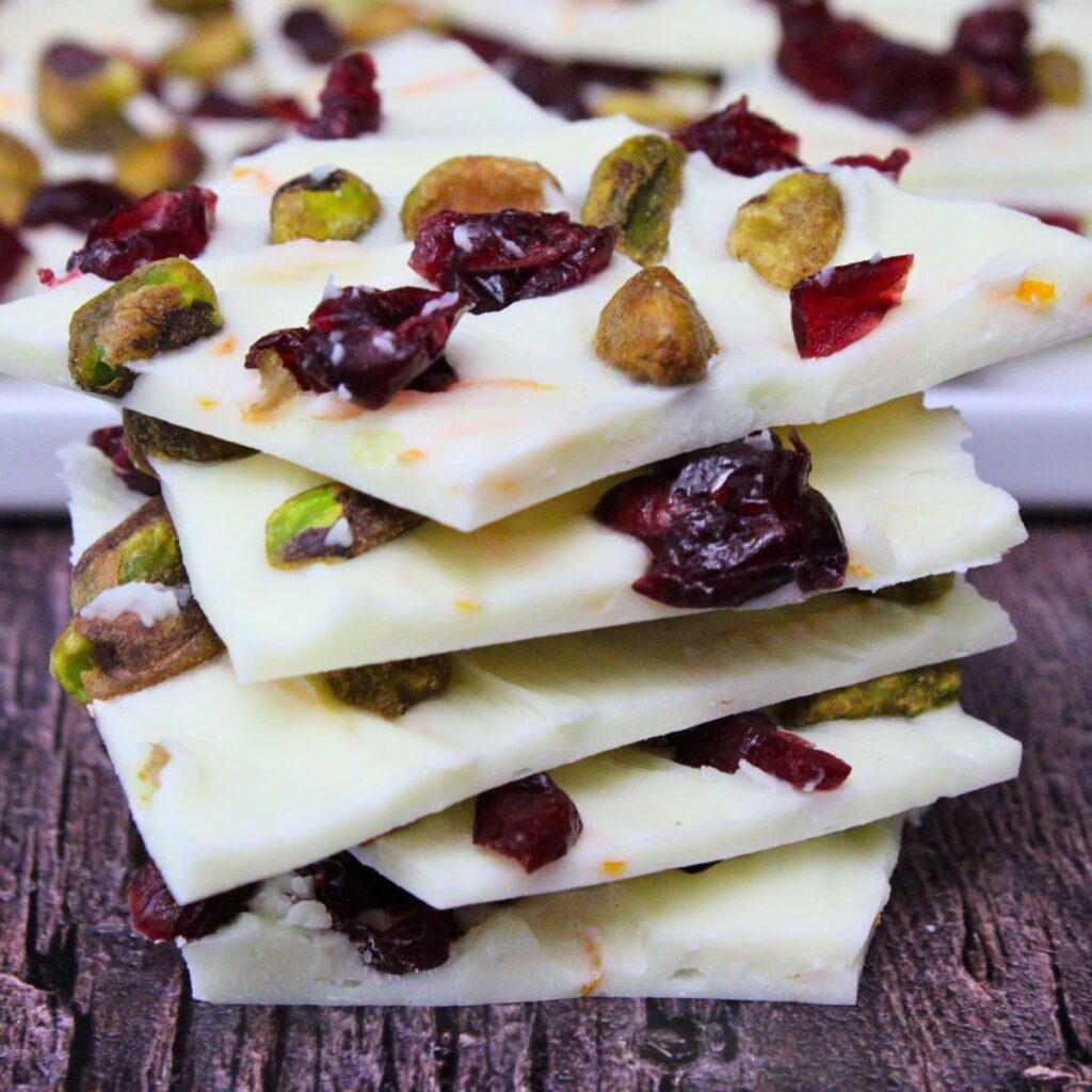 white chocolate pistachio cranberry bark recipe dinners done quick featured image