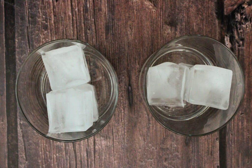 fill lowball glass for crownberry apple with ice