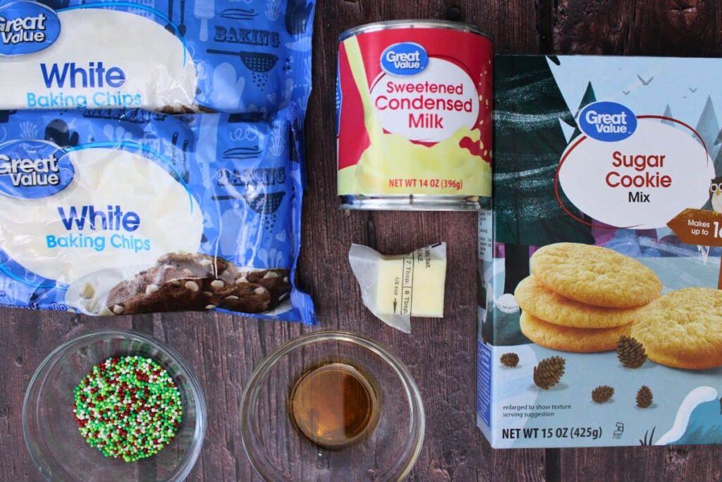ingredients to make sugar cookie fudge