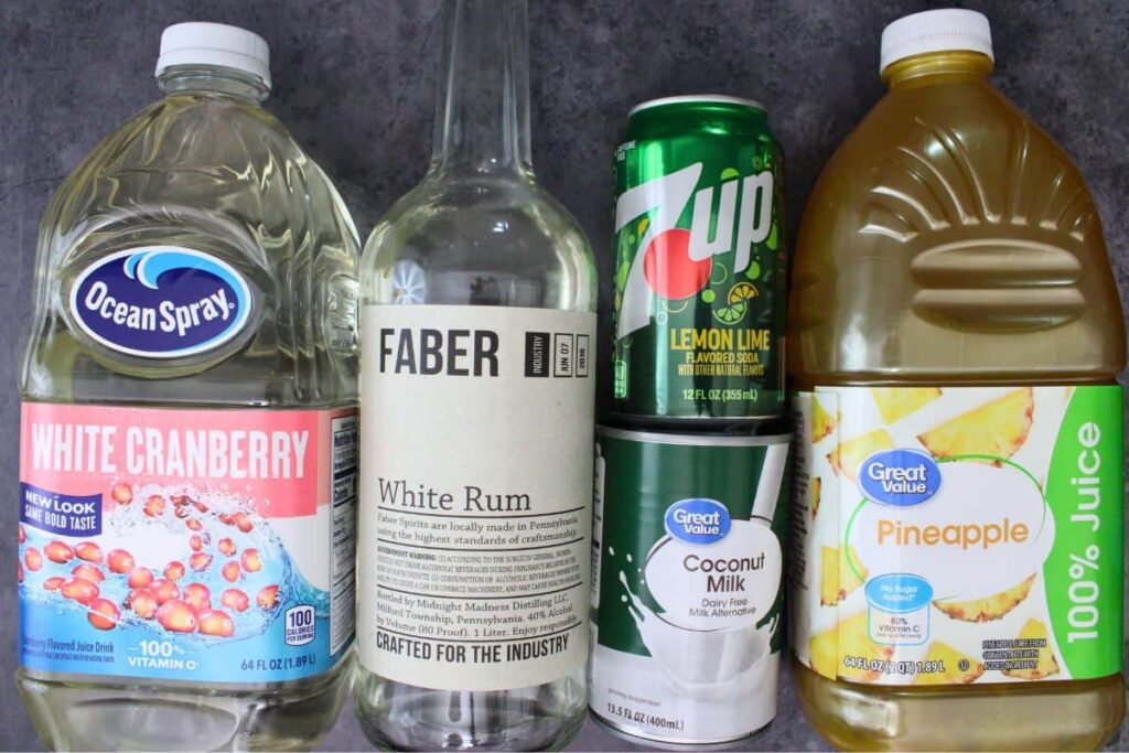ingredients to make white christmas punch