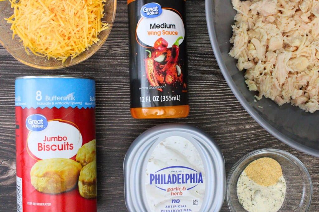 ingredients to make air fryer buffalo chicken bombs