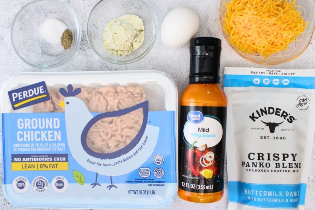 ingredients to make air fryer buffalo chicken meatballs
