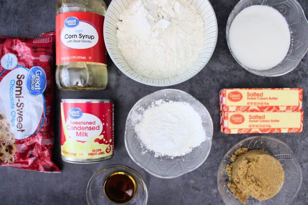 ingredients to make air fryer millionaire shortbread