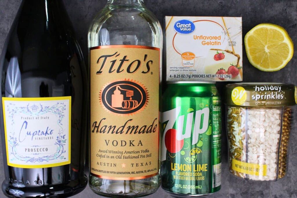 ingredients to make champagne jello shots