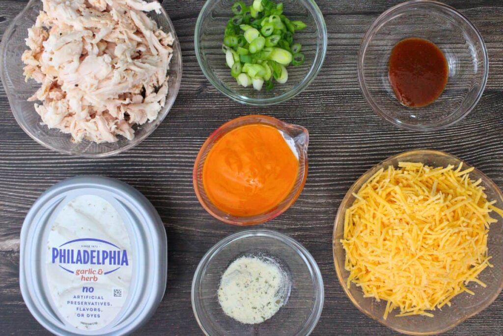 ingredients to make microwave buffalo chicken dip