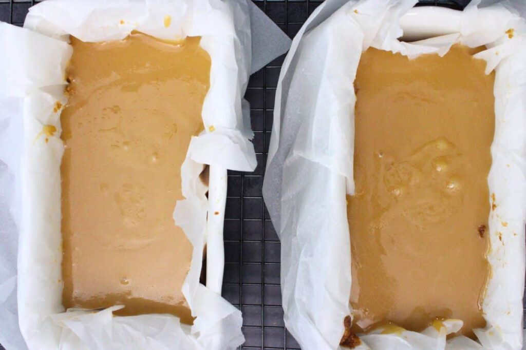 pour caramel over shortbread base