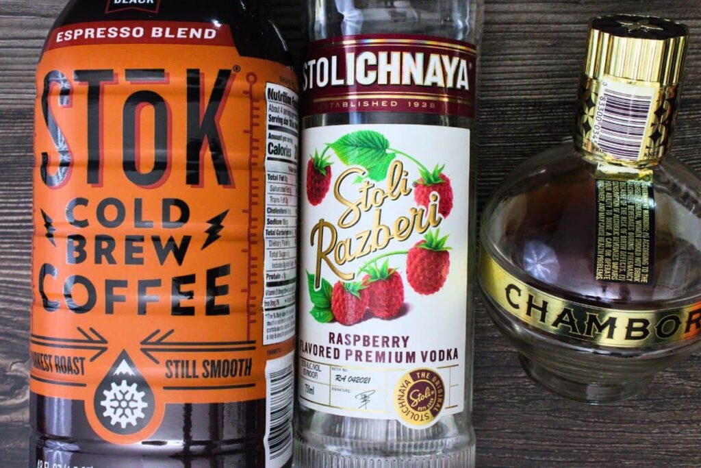 ingredients to make raspberry espresso martini