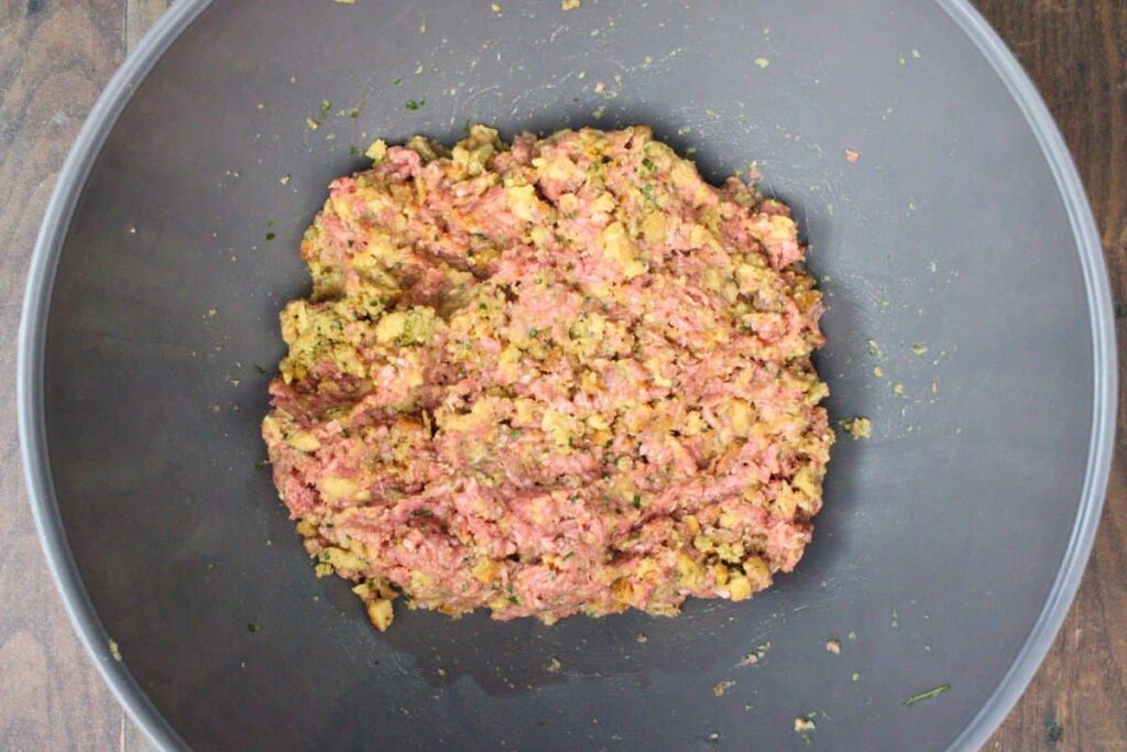 add eggs, worcestershire sauce, and ground beef to stove top stuffing mix