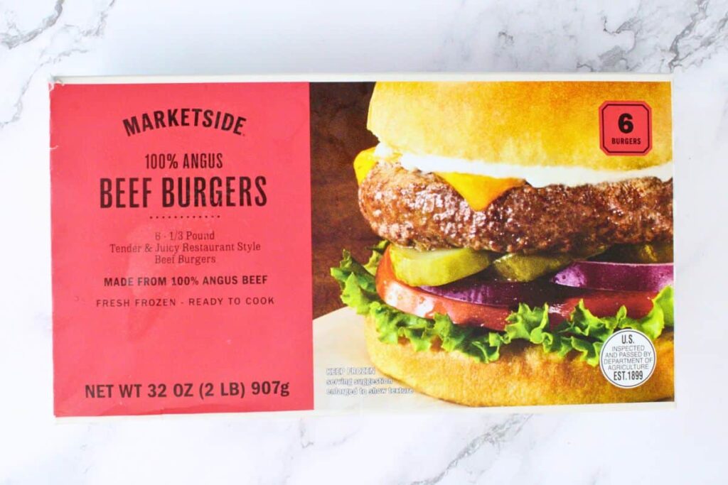 box of frozen hamburgers