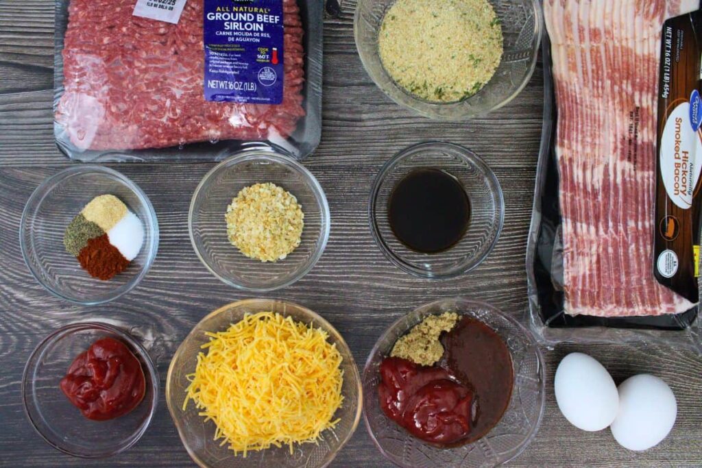 ingredients to make bacon wrapped meatloaf